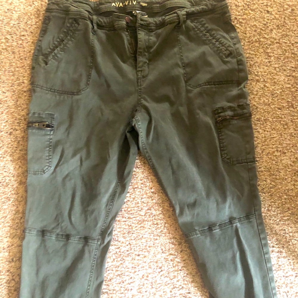 Dark Green Skinny Cargo Pants